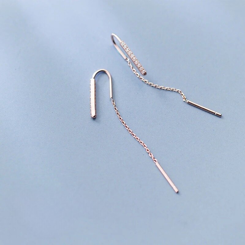 ミニマルドロップチェーンピアス